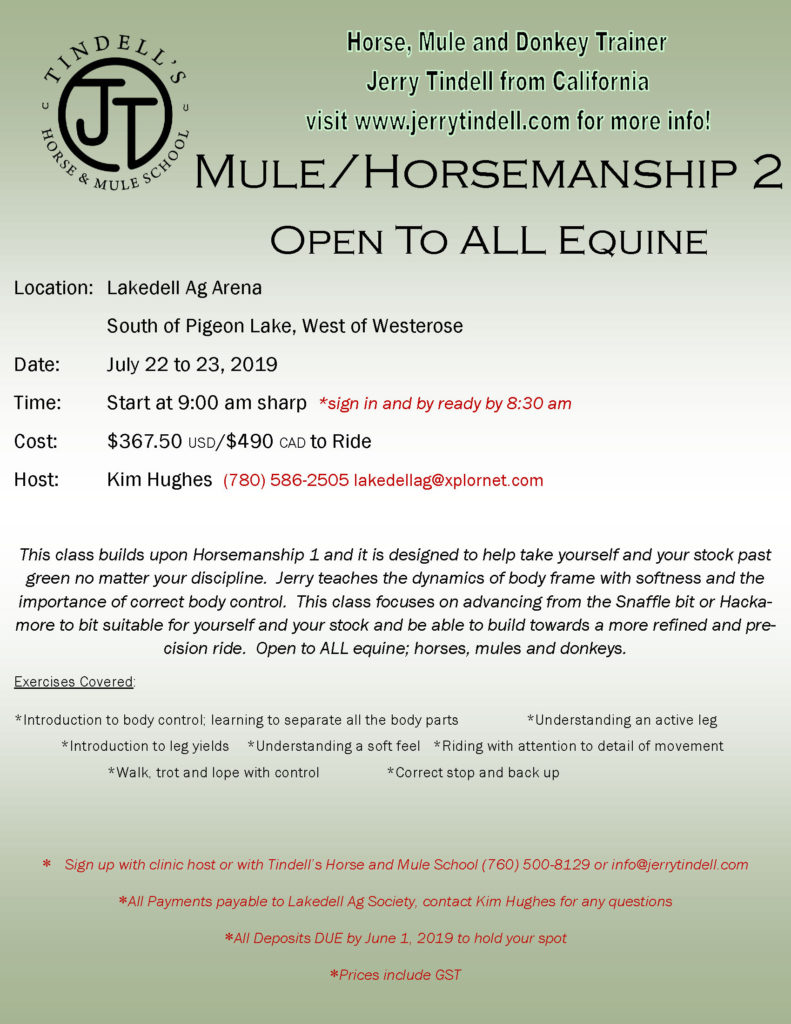 07-22-19Mule-Horsemanship-2-Flyer-Lakedell